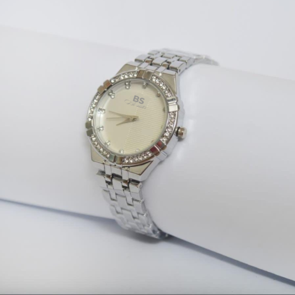 Elegant Silver Watch with Diamond Accents for Women